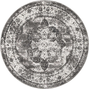 Gray 3' 1 x 3' 1 Sofia Round Area Rug Durable Easy Clean Stain Resistant Unique Carpet for Affordable Interior Home Design for Sale at Rug Engine