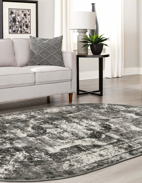 Gray 2' x 3' 1 Sofia Oval Area Rug Durable Easy Clean Stain Resistant Unique Carpet for Affordable Interior Home Design for Sale at Rug Engine