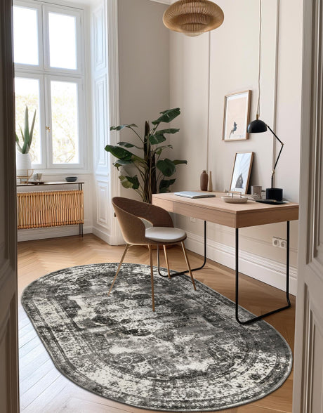 Gray 2' x 3' 1 Sofia Oval Area Rug Durable Easy Clean Stain Resistant Unique Carpet for Affordable Interior Home Design for Sale at Rug Engine