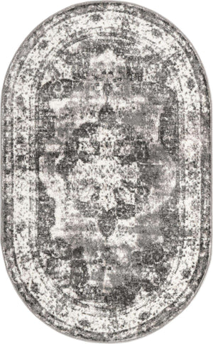 Gray 3' 1 x 5' 3 Sofia Oval Area Rug Durable Easy Clean Stain Resistant Unique Carpet for Affordable Interior Home Design for Sale at Rug Engine