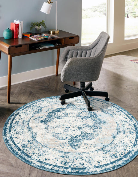 Blue 10' x 10' Sofia Round Area Rug Durable Easy Clean Stain Resistant Unique Carpet for Affordable Interior Home Design for Sale at Rug Engine