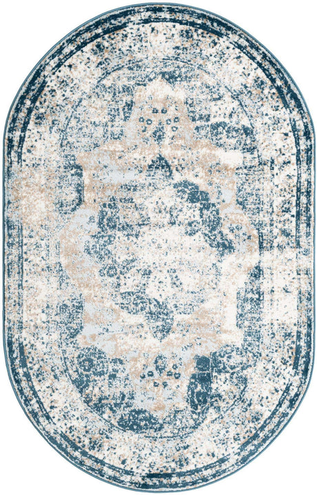 Blue 5' x 8' Sofia Oval Rug