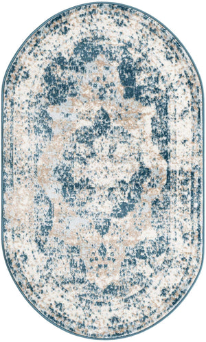 Blue 3' 3 x 5' 3 Sofia Oval Rug