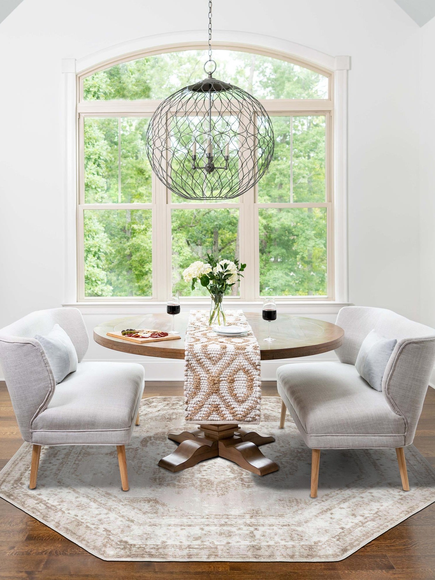 Beige 7' 10 x 7' 10 Sofia Octagon Area Rug Durable Easy Clean Stain Resistant Unique Carpet for Affordable Interior Home Design for Sale at Rug Engine