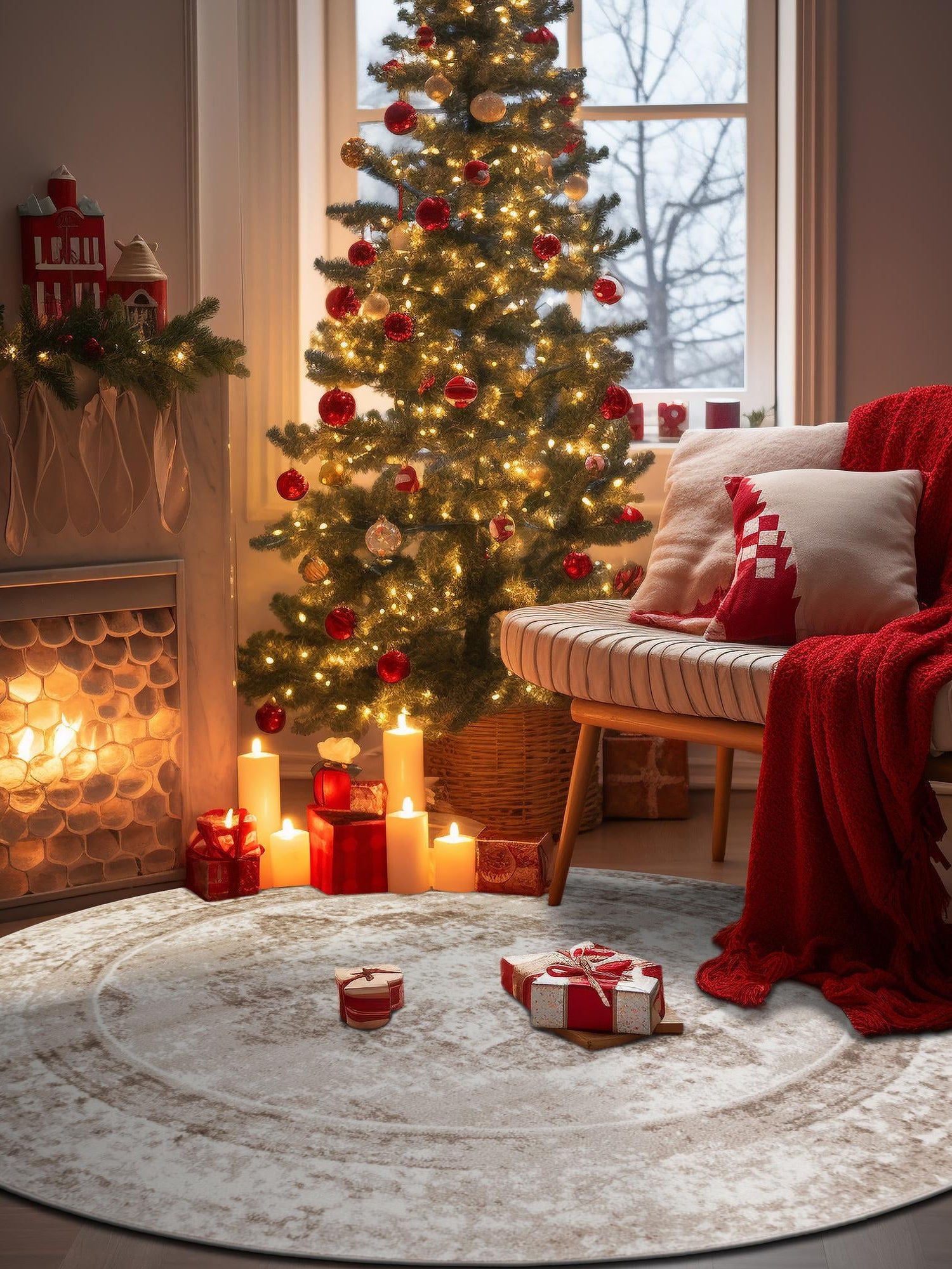 Beige 10' x 10' Sofia Round Area Rug