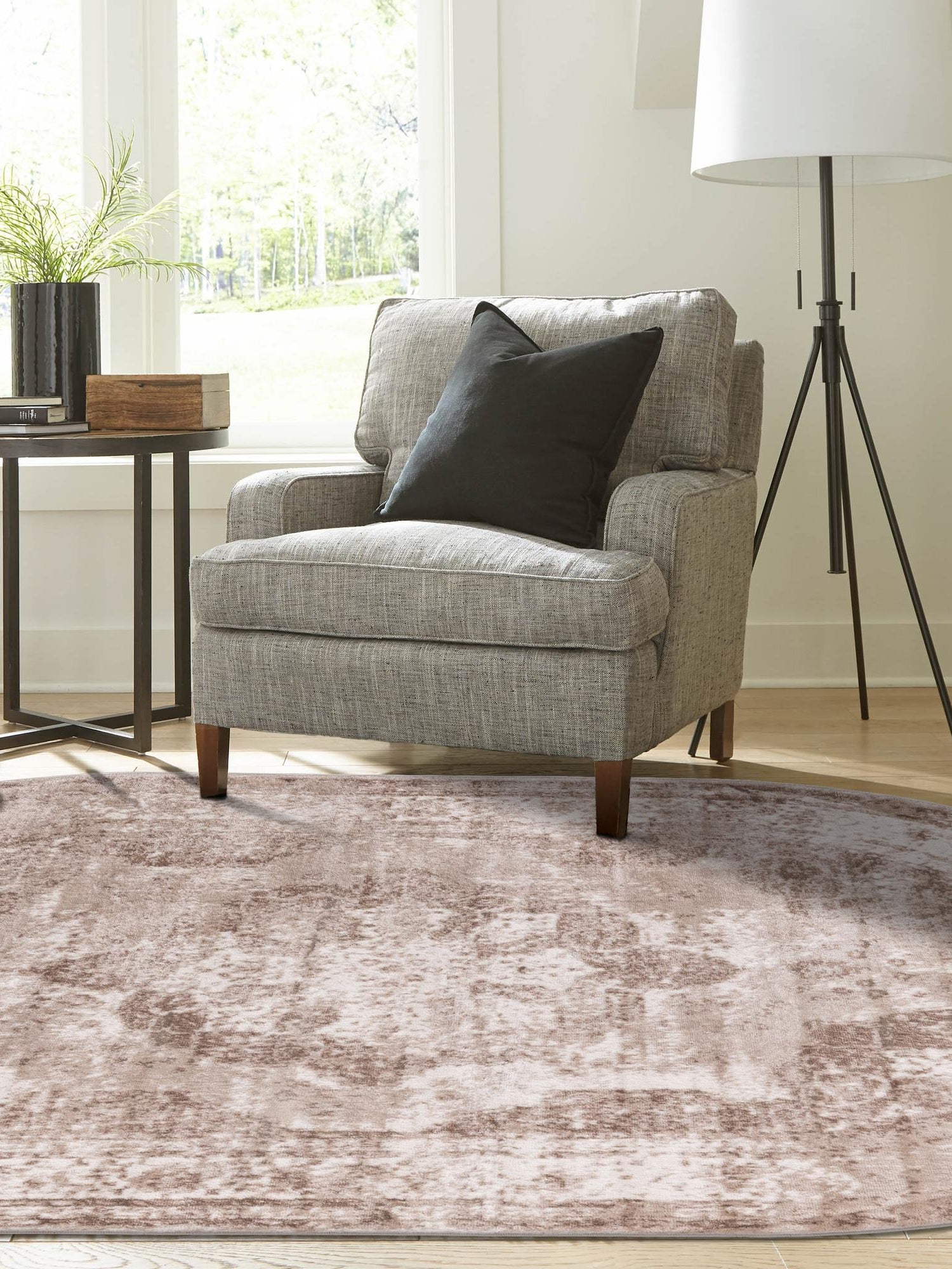 Beige 5' 3 x 8' Sofia Oval Area Rug Durable Easy Clean Stain Resistant Unique Carpet for Affordable Interior Home Design for Sale at Rug Engine