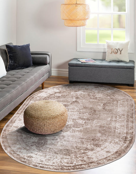 Beige 2' x 3' 1 Sofia Oval Area Rug Durable Easy Clean Stain Resistant Unique Carpet for Affordable Interior Home Design for Sale at Rug Engine