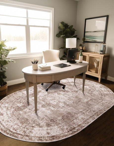 Beige 2' x 3' 1 Sofia Oval Area Rug Durable Easy Clean Stain Resistant Unique Carpet for Affordable Interior Home Design for Sale at Rug Engine