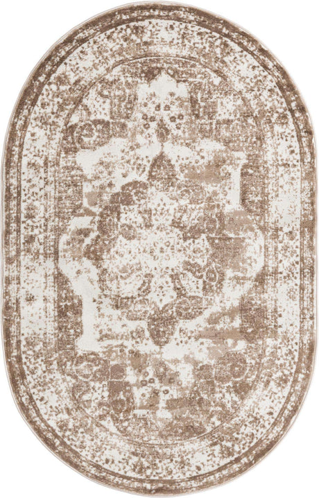 Beige 5' 3 x 8' Sofia Oval Rug