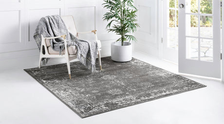 Dark Gray 3' 1 x 3' 1 Sofia Square Area Rug Durable Easy Clean Stain Resistant Unique Carpet for Affordable Interior Home Design for Sale at Rug Engine