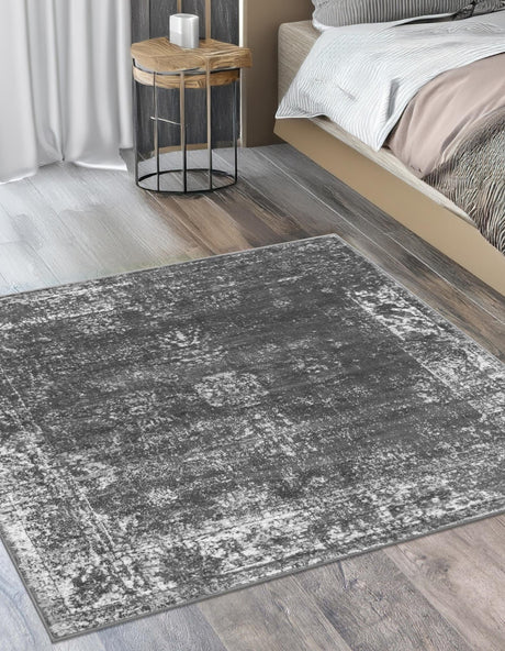 Dark Gray 3' 1 x 3' 1 Sofia Square Area Rug Durable Easy Clean Stain Resistant Unique Carpet for Affordable Interior Home Design for Sale at Rug Engine