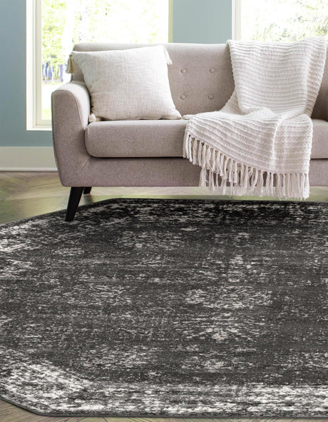 Dark Gray 5' 3 x 5' 3 Sofia Octagon Area Rug Durable Easy Clean Stain Resistant Unique Carpet for Affordable Interior Home Design for Sale at Rug Engine