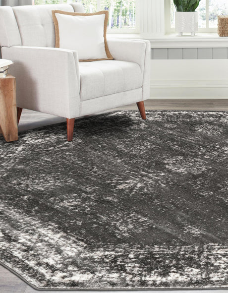 Dark Gray 5' 3 x 5' 3 Sofia Octagon Area Rug Durable Easy Clean Stain Resistant Unique Carpet for Affordable Interior Home Design for Sale at Rug Engine