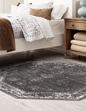 Dark Gray 6' 1 x 6' 1 Sofia Octagon Area Rug Durable Easy Clean Stain Resistant Unique Carpet for Affordable Interior Home Design for Sale at Rug Engine