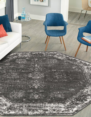 Dark Gray 6' 1 x 6' 1 Sofia Octagon Area Rug Durable Easy Clean Stain Resistant Unique Carpet for Affordable Interior Home Design for Sale at Rug Engine