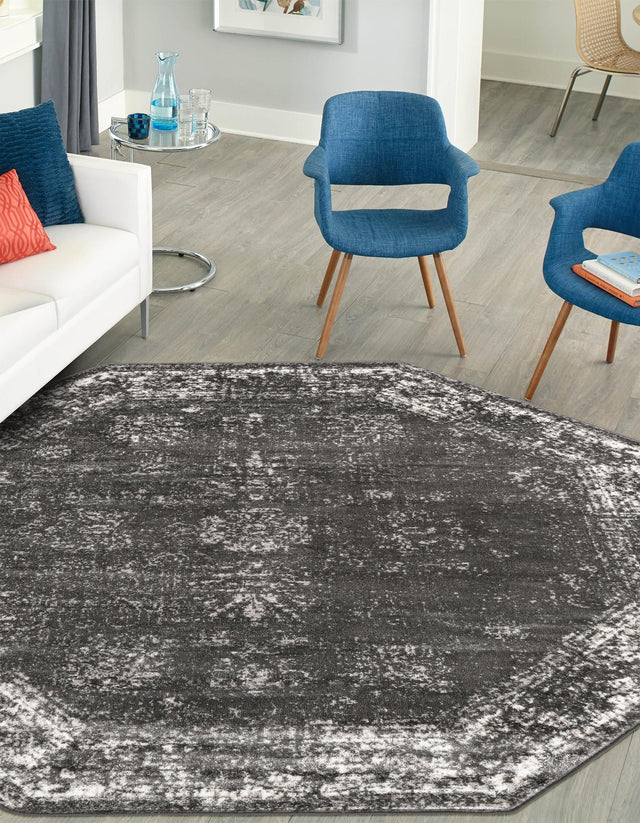 Dark Gray 6' 1 x 6' 1 Sofia Octagon Area Rug Durable Easy Clean Stain Resistant Unique Carpet for Affordable Interior Home Design for Sale at Rug Engine