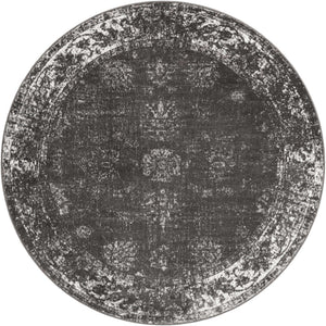 Dark Gray 7' 10 x 7' 10 Sofia Round Area Rug Durable Easy Clean Stain Resistant Unique Carpet for Affordable Interior Home Design for Sale at Rug Engine
