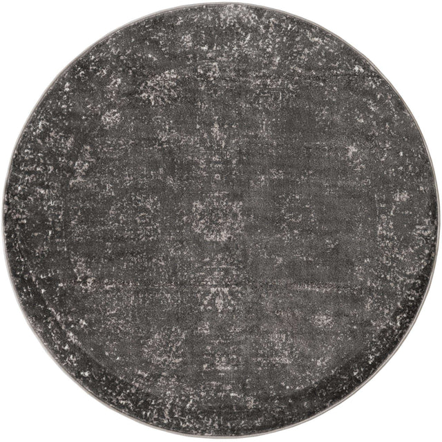 Dark Gray 6' 1 x 6' 1 Sofia Round Area Rug Durable Easy Clean Stain Resistant Unique Carpet for Affordable Interior Home Design for Sale at Rug Engine