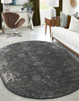 Dark Gray 5' 3 x 8' Sofia Oval Area Rug Durable Easy Clean Stain Resistant Unique Carpet for Affordable Interior Home Design for Sale at Rug Engine