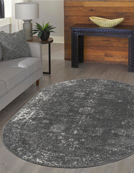 Dark Gray 3' 1 x 5' 3 Sofia Oval Area Rug Durable Easy Clean Stain Resistant Unique Carpet for Affordable Interior Home Design for Sale at Rug Engine