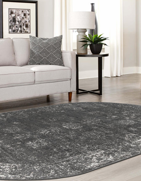 Dark Gray 3' 1 x 5' 3 Sofia Oval Area Rug Durable Easy Clean Stain Resistant Unique Carpet for Affordable Interior Home Design for Sale at Rug Engine
