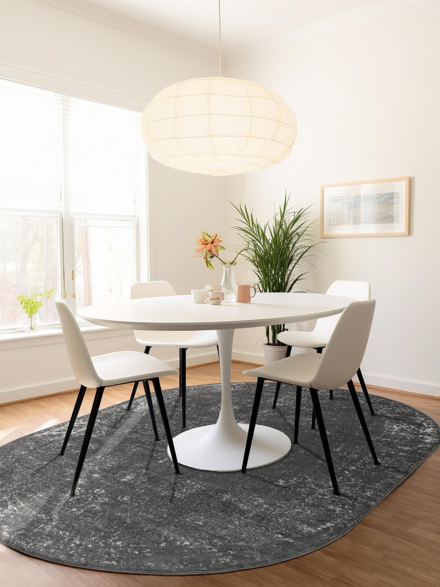 Dark Gray 5' 3 x 8' Sofia Oval Area Rug Durable Easy Clean Stain Resistant Unique Carpet for Affordable Interior Home Design for Sale at Rug Engine
