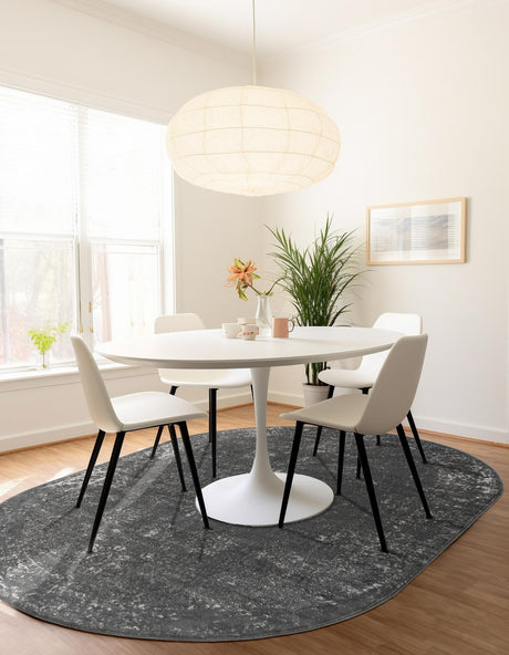 Dark Gray 3' 1 x 5' 3 Sofia Oval Area Rug Durable Easy Clean Stain Resistant Unique Carpet for Affordable Interior Home Design for Sale at Rug Engine
