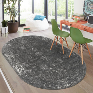 Dark Gray 2' x 3' 1 Sofia Oval Rug