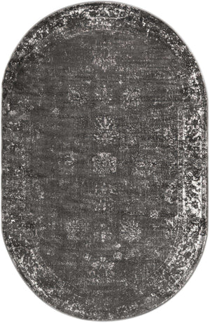 Dark Gray 5' 3 x 8' Sofia Oval Area Rug Durable Easy Clean Stain Resistant Unique Carpet for Affordable Interior Home Design for Sale at Rug Engine