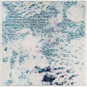 Light Blue 1' 4 x 1' 4 Positano Sample Area Rug Coastal Marine Beach Design Carpet for Modern Living Rooms, Dining, Bedroom, Office for Sale at Rug Engine