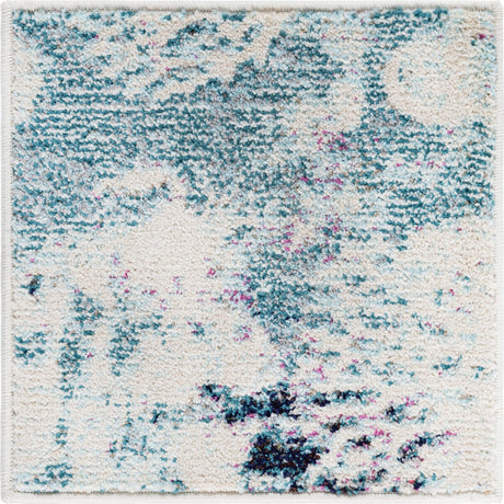 Light Blue 1' 4 x 1' 4 Positano Sample Area Rug Coastal Marine Beach Design Carpet for Modern Living Rooms, Dining, Bedroom, Office for Sale at Rug Engine