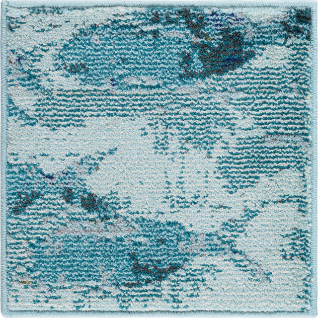Light Blue 1' 4 x 1' 4 Positano Sample Area Rug Coastal Marine Beach Design Carpet for Modern Living Rooms, Dining, Bedroom, Office for Sale at Rug Engine