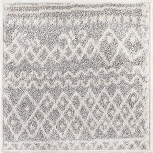 Gray 1' 4 x 1' 4 Fez Sample Area Rug Geometric 100% Polypropylene Easy Clean Stain Resistant Carpet for Living, Dining, Office, Dorms for Sale at Rug Engine