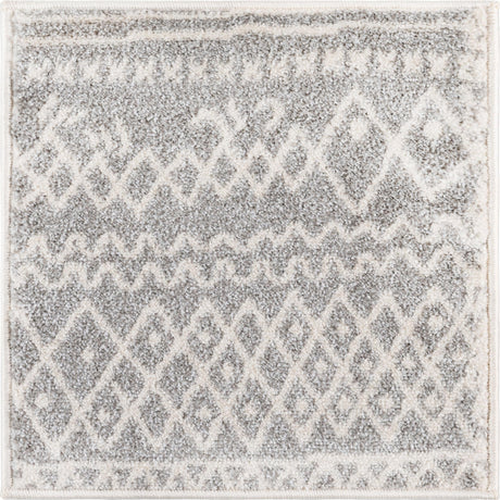 Gray 1' 4 x 1' 4 Fez Sample Area Rug Geometric 100% Polypropylene Easy Clean Stain Resistant Carpet for Living, Dining, Office, Dorms for Sale at Rug Engine