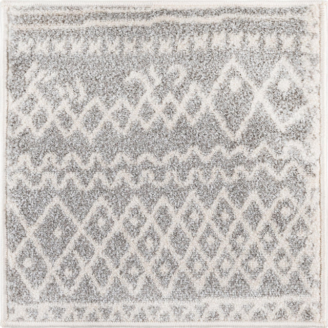 Gray 1' 4 x 1' 4 Fez Sample Area Rug Geometric 100% Polypropylene Easy Clean Stain Resistant Carpet for Living, Dining, Office, Dorms for Sale at Rug Engine