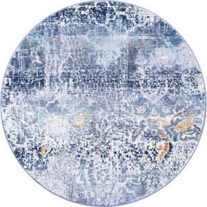 Blue 3' 7 x 3' 7 Malibu Round Area Rug 70% Polypropylene & 30% Polyester Colorful Modern Carpet for Living, Dining, Office, Bedrooms for Sale at Rug Engine