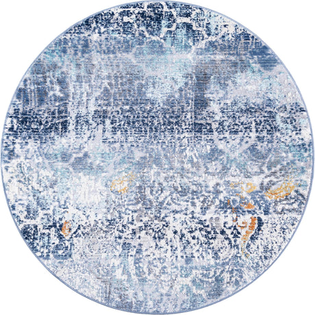 Blue 3' 7 x 3' 7 Malibu Round Area Rug 70% Polypropylene & 30% Polyester Colorful Modern Carpet for Living, Dining, Office, Bedrooms for Sale at Rug Engine