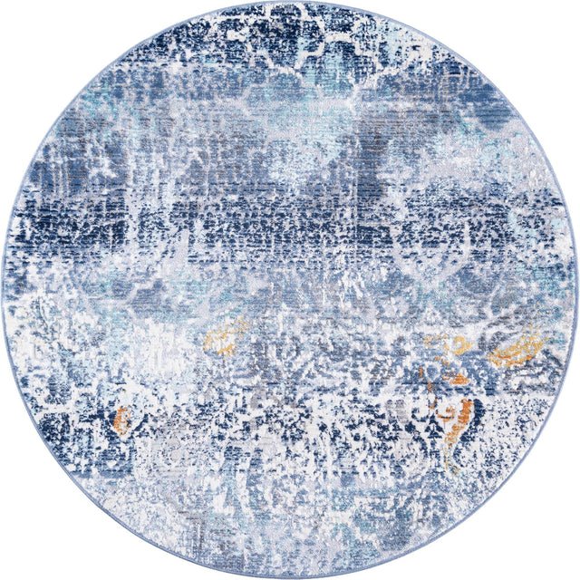 Blue 3' 7 x 3' 7 Malibu Round Area Rug 70% Polypropylene & 30% Polyester Colorful Modern Carpet for Living, Dining, Office, Bedrooms for Sale at Rug Engine