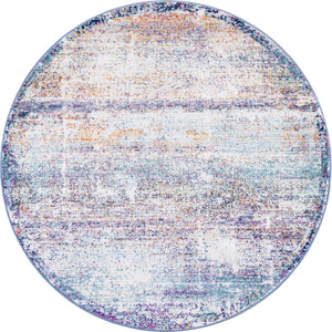 Multicolor 3' 7 x 3' 7 Malibu Round Area Rug 70% Polypropylene & 30% Polyester Colorful Modern Carpet for Living, Dining, Office, Bedrooms for Sale at Rug Engine