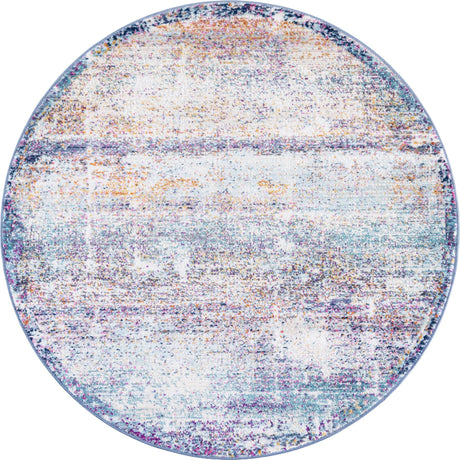 Multicolor 3' 7 x 3' 7 Malibu Round Area Rug 70% Polypropylene & 30% Polyester Colorful Modern Carpet for Living, Dining, Office, Bedrooms for Sale at Rug Engine
