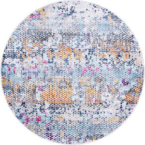 Multicolor 3' 7 x 3' 7 Malibu Round Area Rug 70% Polypropylene & 30% Polyester Colorful Modern Carpet for Living, Dining, Office, Bedrooms for Sale at Rug Engine