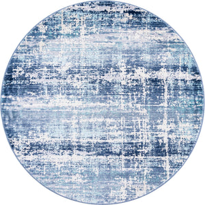 Blue 3' 7 x 3' 7 Malibu Round Area Rug 70% Polypropylene & 30% Polyester Colorful Modern Carpet for Living, Dining, Office, Bedrooms for Sale at Rug Engine