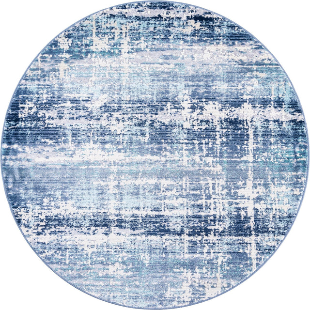 Blue 3' 7 x 3' 7 Malibu Round Area Rug 70% Polypropylene & 30% Polyester Colorful Modern Carpet for Living, Dining, Office, Bedrooms for Sale at Rug Engine
