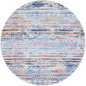 Multicolor 3' 7 x 3' 7 Malibu Round Area Rug 70% Polypropylene & 30% Polyester Colorful Modern Carpet for Living, Dining, Office, Bedrooms for Sale at Rug Engine