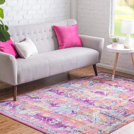 Fuchsia 5' 1 x 7' 10 Budapest Rectangle Area Rug 70% Polypropylene & 30% Polyester With Cotton Backing Traditional Classical Room Carpet for Sale at Rug Engine