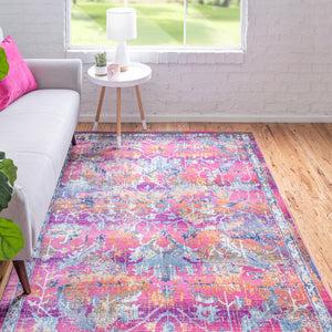 Fuchsia 3' 7 x 5' 3 Budapest Rectangle Area Rug 70% Polypropylene & 30% Polyester With Cotton Backing Traditional Classical Room Carpet for Sale at Rug Engine