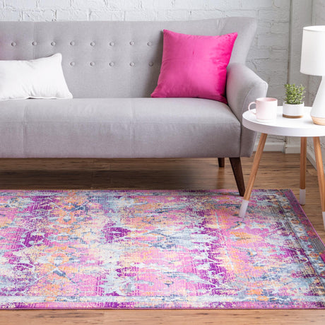 Fuchsia 4' 1 x 5' 11 Budapest Rectangle Area Rug 70% Polypropylene & 30% Polyester With Cotton Backing Traditional Classical Room Carpet for Sale at Rug Engine