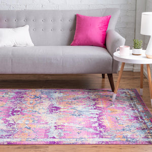 Fuchsia 5' 1 x 7' 10 Budapest Rectangle Area Rug 70% Polypropylene & 30% Polyester With Cotton Backing Traditional Classical Room Carpet for Sale at Rug Engine