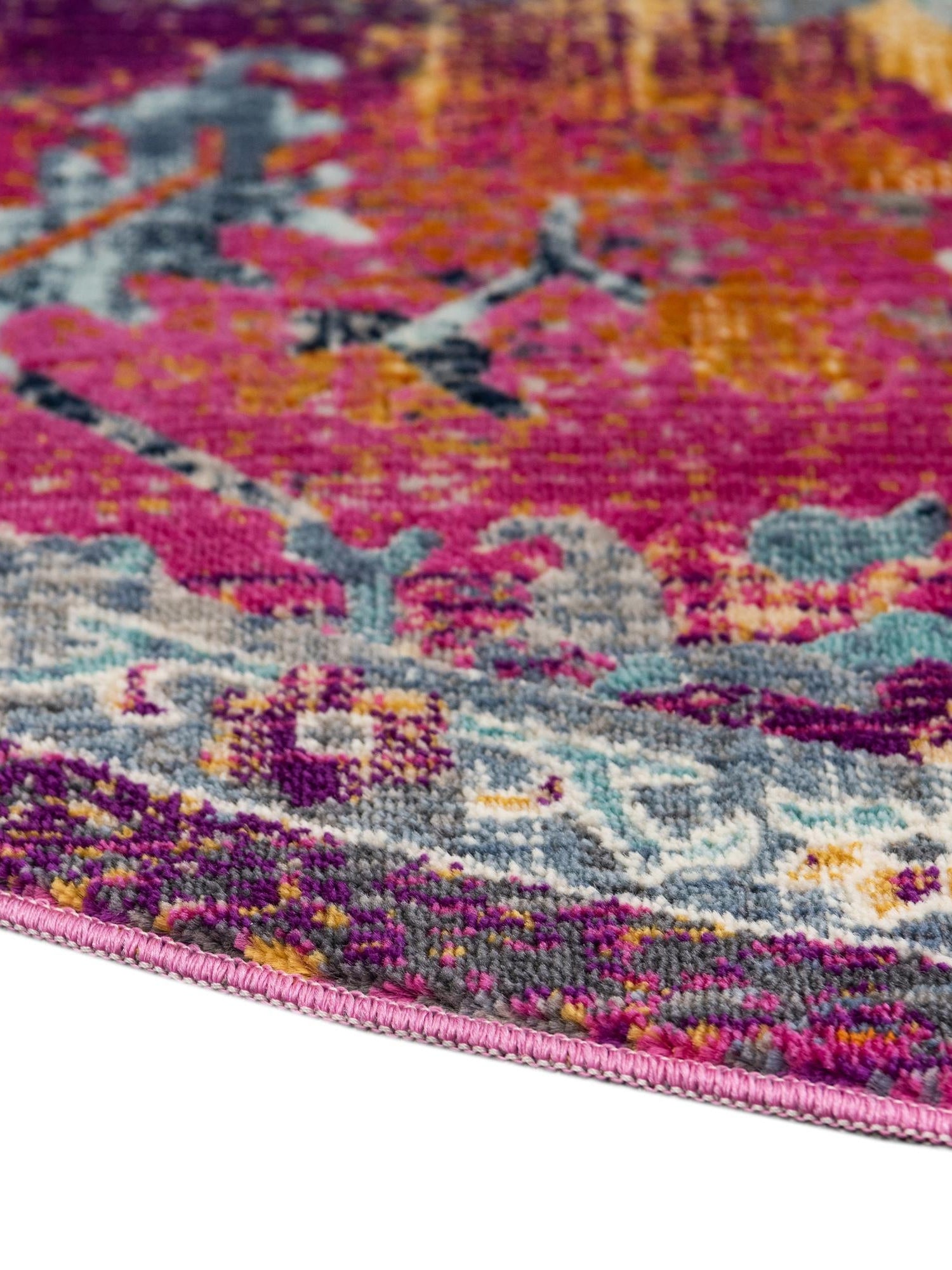 Fuchsia 5' 1 x 5' 1 Budapest Round Area Rug 70% Polypropylene & 30% Polyester With Cotton Backing Traditional Classical Room Carpet for Sale at Rug Engine