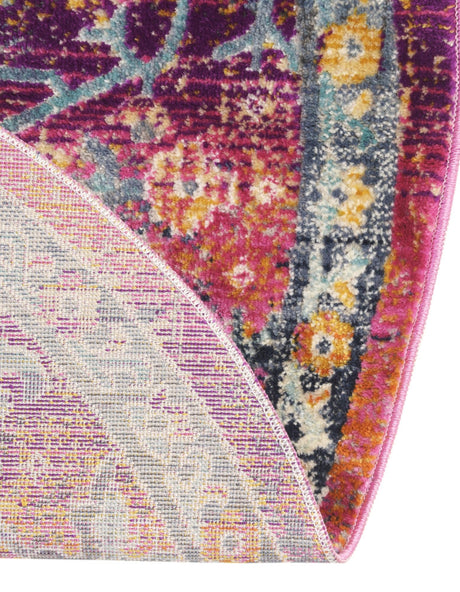 Fuchsia 3' 7 x 3' 7 Budapest Round Area Rug 70% Polypropylene & 30% Polyester With Cotton Backing Traditional Classical Room Carpet for Sale at Rug Engine